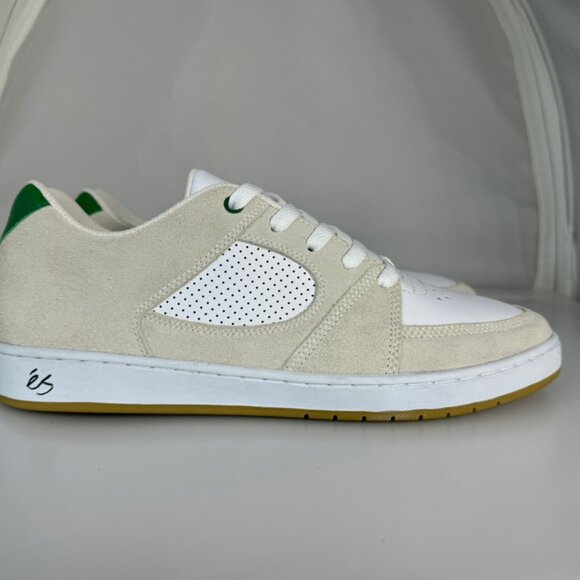 Es Accel Slim White/Green Suede skateboarding sneaker shoes Size 9 NWOB - Picture 1 of 11